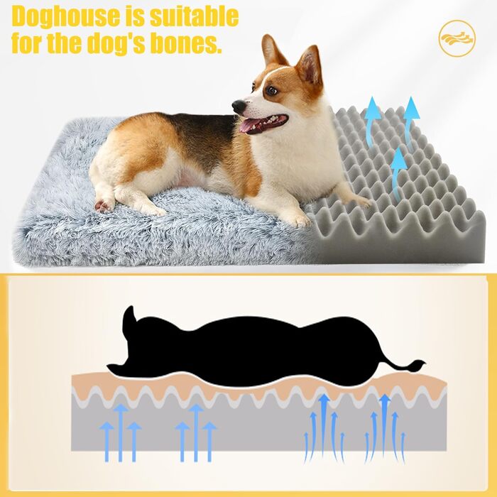 М'яке ліжко для собак середніх порід та котів, 75 x 50 x 8 см, плюшеве, миюче, сірий омбре