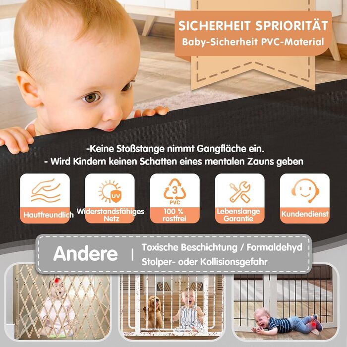 Розсувне захисне оградження для дитини та собаки, 400 см, 105 см заввишки, для сходищ/коридору/внутрішніх/зовнішніх приміщень, білий (чорний)