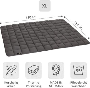 Pointer Лежак для собак 130x110 см, м'який та зносостійкий, праний до 95°C, килимок-лежанка для підлоги чи захисту дивану, підходить для вулиці, сірий XL