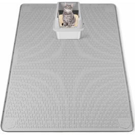 Килимок для котячого туалету Bartuke Katzenklo Matte, великий розмір 101 x 71 см, силіконовий, контролює розсипання, м'який для лап котів, легко миється (Зелений)