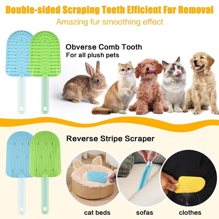 Гребінець для котів 2 шт., силіконовий, для довгошерстих, видаляє шерсть, зменшує клубки шерсті