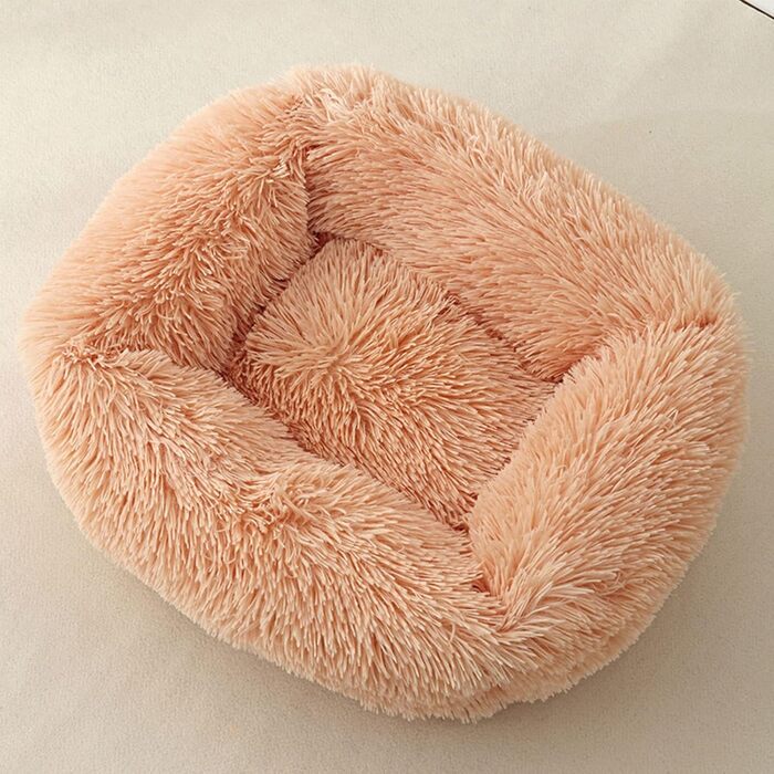 Затишне собаче ліжко великого розміру, велике, миється, м'яке, плюшеве, тепле, зручне, для собак маленьких, середніх та великих порід (L, 80 x 70 x 18 см, XL(95*72*18cm), кольору шампань)