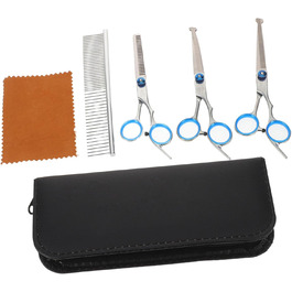 Набір професійних ножиць для грумінгу собак та котів. Зручні ножиці з вигнутими та прямими лезами. Зі сталі, з кейсом.