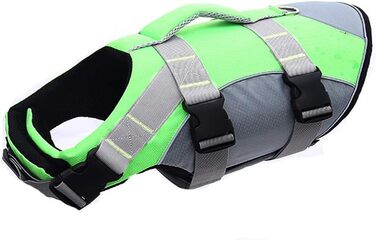 Жилет для плавання собак PJDDP, рятувальний жилет для собак, зелений, L