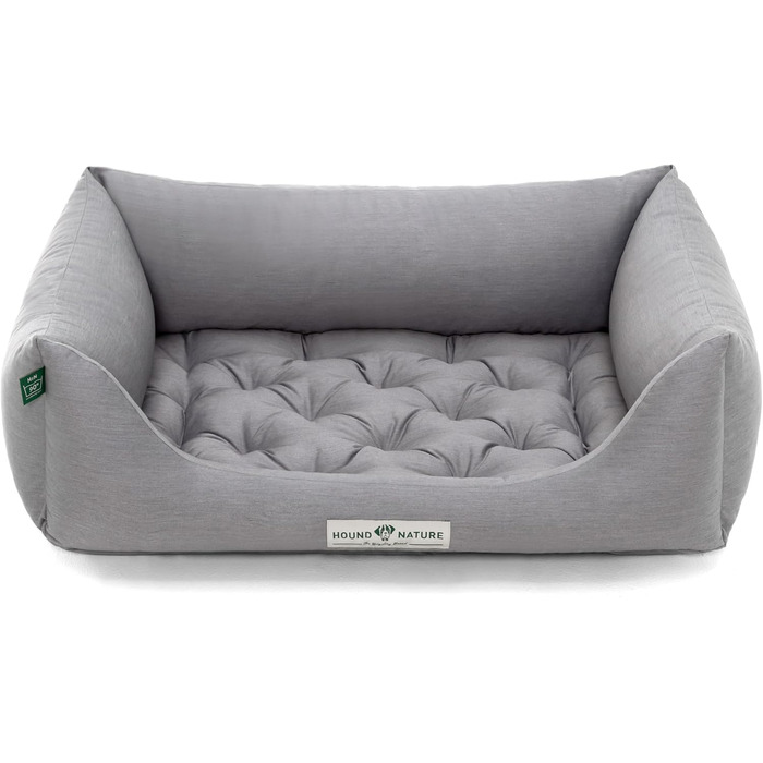 Ортопедичне ліжко для собак HOUND & NATURE Zermatt, корзина для собак середнього розміру з високим бортиком, м'яке собаче ліжко з подушкою (M - 95x70 см, світло-сірий)