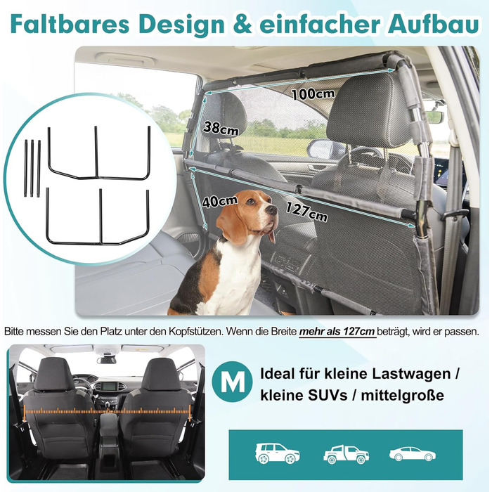 Сітка для собак у багажник авто Snagle Paw, 127 см, для 2/3 рядів сидінь, сітка-перегородка, сітка для багажника, сумісна з SUV та позашляховиками