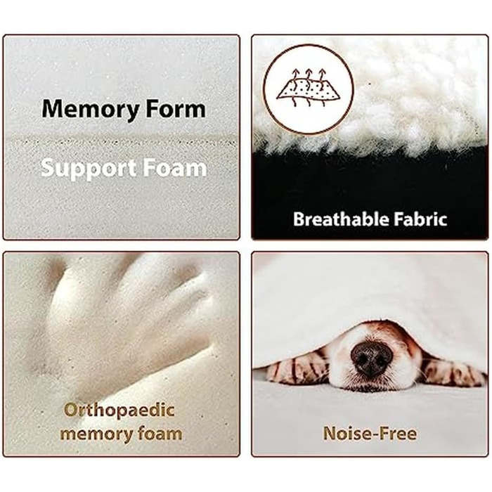 Ортопедичне собаче ліжко Ellie-Bo з піною з пам'яті, з чохлом з штучної замші та штучного хутра, блакитне та біле, розмір M, 71 x 48 x 6 см, для собачого клітки 76 см - [71 x 48 x 6 см] Блакитна замша/Штучне хутро