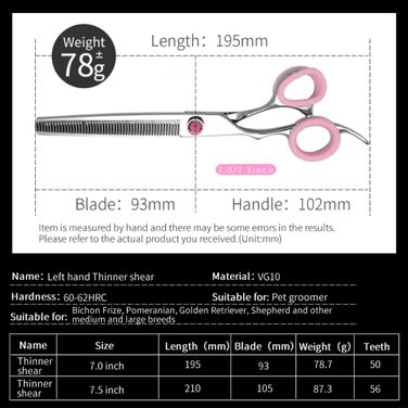 Професійна ножиця для грумінгу собак та котів, 7 дюймів, VG10 сталь, 35% ножиці для розрідження, фіолетовий колір