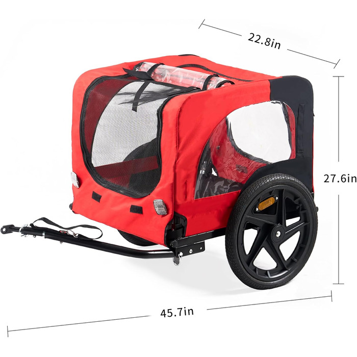 Фаркоп-причіп для собак Soges до 40 кг, складаний, з дихаючої сітки, з внутрішнім повідком, з відбивачами (червоний)