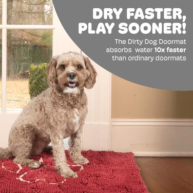 Килимок для собак Dog Gone Smart Dirty Dog: швидковисихаючий, з антиковзким покриттям, для чистого підлого – надзвичайно поглинаючий, придатний для прання, каштанового кольору, 51 x 79 см