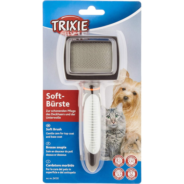 Набір TRIXIE: м'яка щітка для грумінгу та іграшка-м'ячик з ласощами для котів, пластик