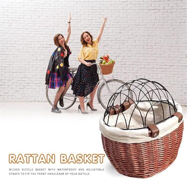 Фарбований плетіний кошик для тварин на велосипед Yeehliny, коричневий, з металевим покриттям, знімний, для собак та котів