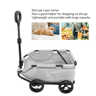 Дитяча коляска для собак, 4-колісна ручка, регульована коляска для малих та середніх собак, візок для джогінгу з собакою, коляска, водонепроникна з м'якою оббивкою сірого кольору