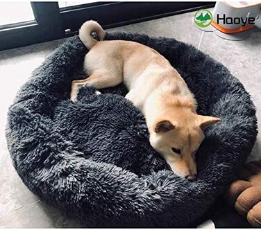 М'яке ліжко для собак Haoye, круглий лежак для домашніх тварин, лежак-подушка для котів та собак, зручне ліжко для собак та котів (діаметр 50-120 см / 7 розмірів), темно-сірий діаметр 60 см