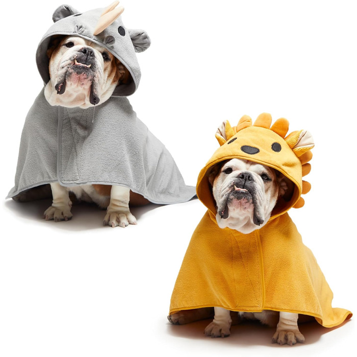 Рушник для собак BarkBox – халат, легкий, швидковисихаючий, розмір S (Лев/Носоріг, Medium)