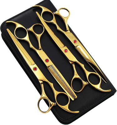 Набір професійних ножиць для грумінгу собак 6CR Edelstahl, набір для догляду за тваринами, ножиці для собак та котів (жовтий)