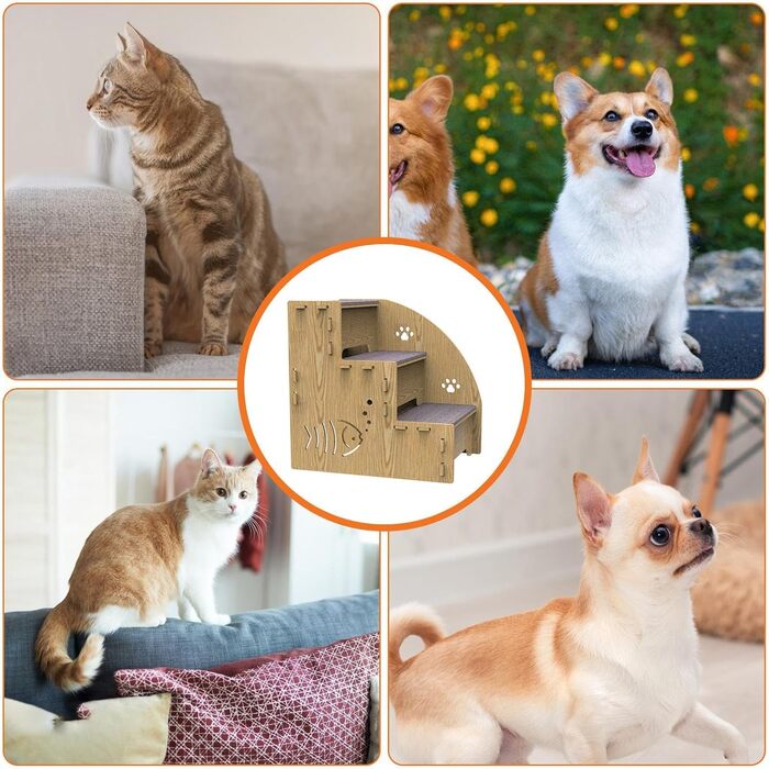 Сходинки для собак: 3-ступенева сходинка для домашніх тварин, антиковзка рампочка для собак, котів та інших дрібних тварин