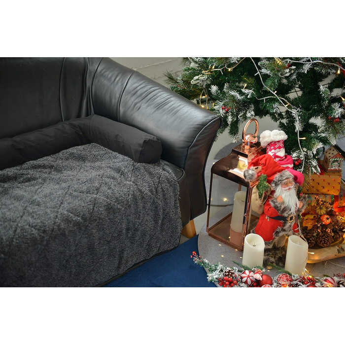 Підстилка для собак Raikou: м'яка лежанка-коврик для собак великих та маленьких порід (90x90 см, чорний меланж)