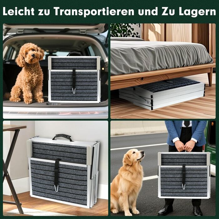 Сходинка для собак у машину з килимком, широка, 4 сходинки, складана, до 100 кг, для вантажівок та SUV