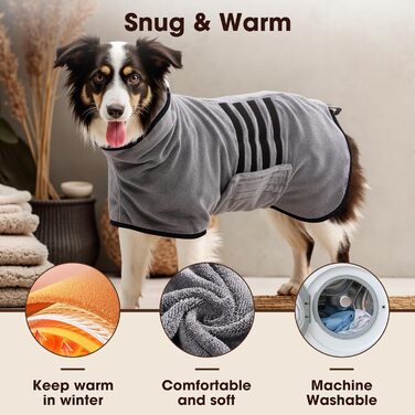 Рушник для собак, мікрофібра, середні та великі породи - сірий, швидко сохне, супер вбираючий, для собак та котів (чорний, XXL) XXL сірий (чорна сторона)