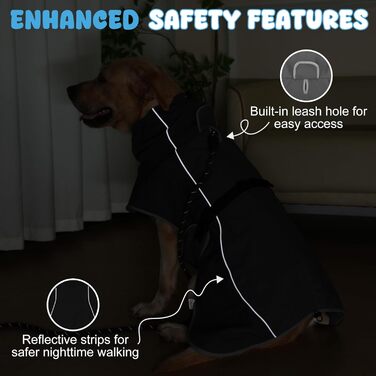 Водонепроникна куртка для собак HezzLuv, світловідбиваюча, вітрозахисна, тепла зимова куртка з м'яким флісовим підкладкою для собак маленьких та великих порід, для активного відпочинку на природі та прогулянок у холодну погоду, сірий колір, розмір L (довж