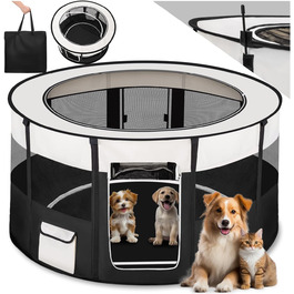 Тектейк® Вольєр для цуценят, аксесуари для собак, вольєр для собак складний, клітка для дрібних тварин (кролики, коти), вольєр для кроликів та морських свинок - Чорний | № 402438