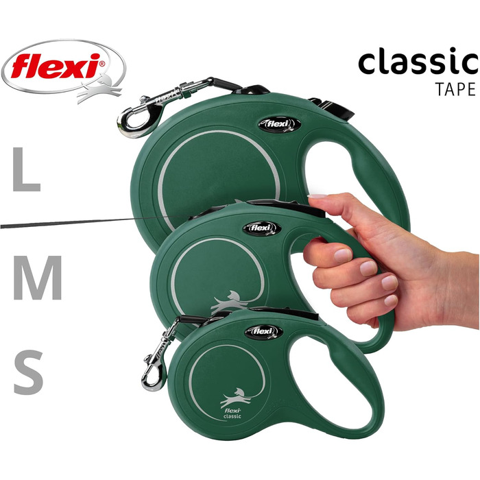 Flexi Classic S рулетка для собак до 15 кг, 5 м, оливковий колір