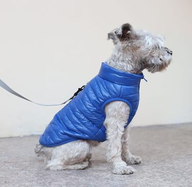 Зимовий теплий водонепроникний одяг для собак з кільцем D, суперлегкий, для малих собак, кошенят та цуценят (XS-XL, темно-синій)