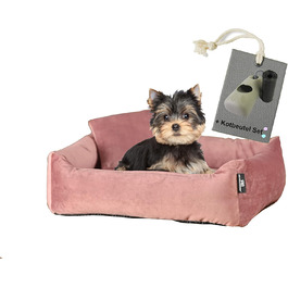 М'яке та миється собаче ліжко - диванчик для маленьких собак Rohrschneider, Рожевий, з набором пакетів для збору відходів, Рожевий