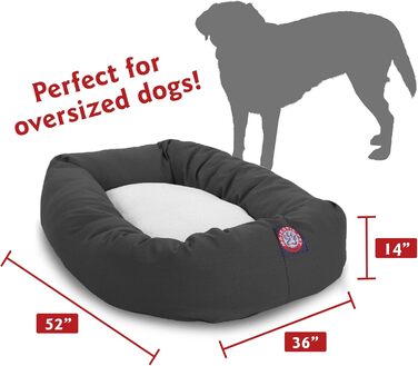 М'яке кругле лежак-донат для собак Majestic Pet XL, поліестер-бавовна, шерпа, знімний чохол, ортопедична спинка, 132×89×27 см