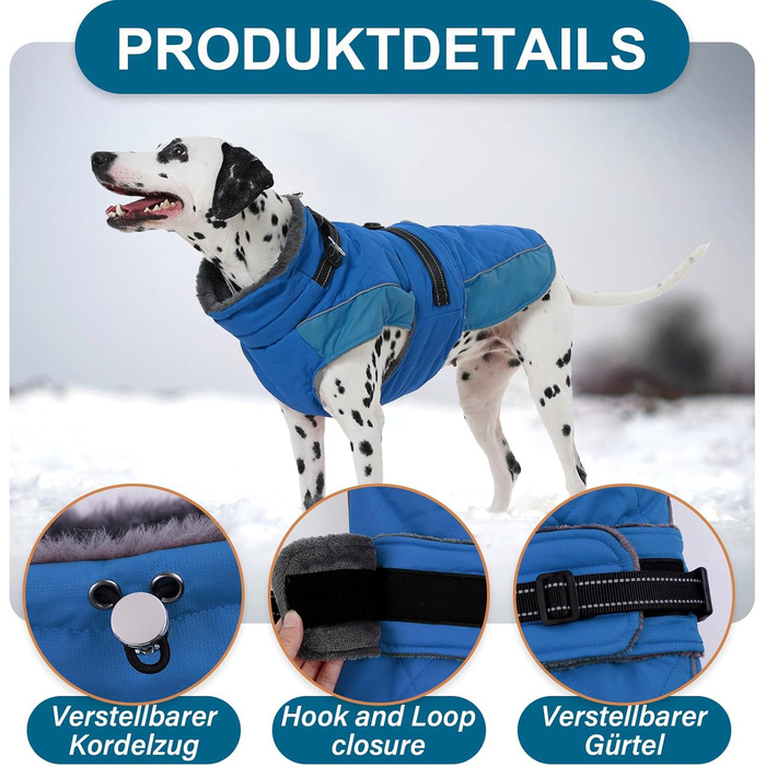 Водонепроникний теплий зимовий одяг для собак великих порід (Німецька дога) з високим коміром, зелений, XL, водонепроникний, для прогулянок в снігу