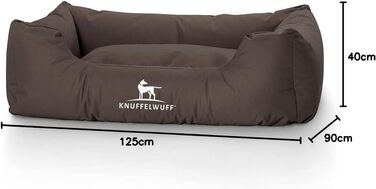 Ліжко для собак Knuffelwuff Finlay з нейлону, M-L, 85 x 63 см, коричневе - зручне собаче ліжко з високими бортиками та знімним чохлом, легко мити, для великих, середніх та маленьких собак