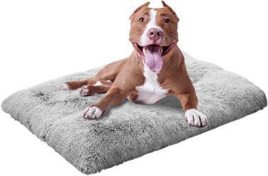М'яке ліжко для собак великих та середніх порід, плюшеве крісло-лежанка для собак, товста підстилка для собак з неслизьким дном, пухнасте ліжко для домашніх тварин, можна прати, антистрес (68x100 см, сірий)