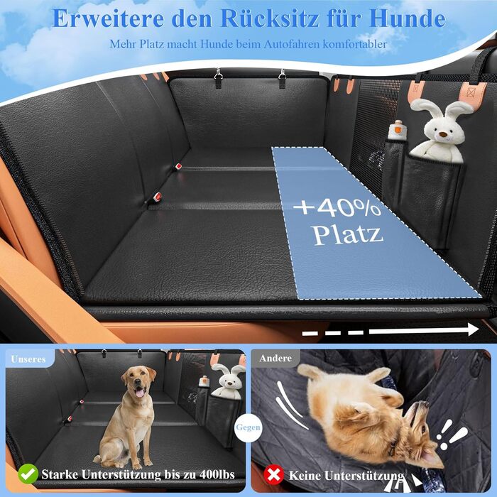 Накладка на сидіння автомобіля для собак CIGAA, водонепроникна, стійка до подряпин, з жорсткою основою, помаранчевого кольору