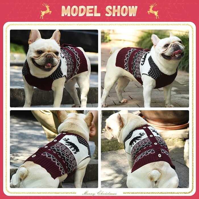 Пуловер для собак ABRRLO з бавовни, теплий зимовий костюм для святкування Нового року (L, костюм оленя)