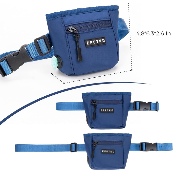 Сумка для ласощів для собак з міцним магнітним закриттям, для тренувань, з дозатором кульок, глибокий синій колір