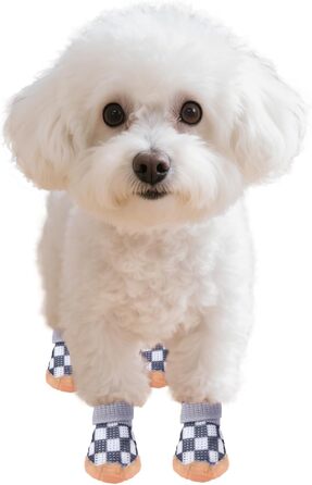 Чорно-білі собачі чоботи Kukaster для захисту лап, 4 шт. Неслизька підошва, світловідбиваючий замок, підходять для собак маленьких, середніх та великих порід, розмір 3