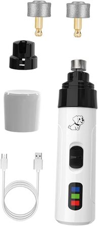 Триммер для кігтів собак і котів Milageto: акумуляторний, портативний, з 3 насадками для шліфування, догляд за кігтями