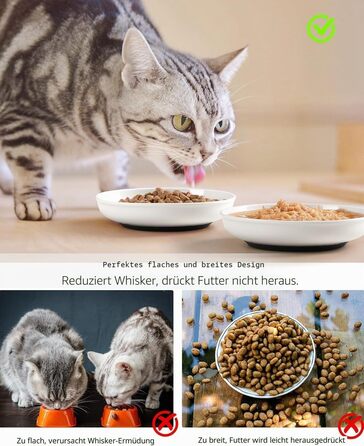 Миски для котів Katzennäpfe керамічні, 3 шт., для води та корму, з силіконовою основою, захист від вусів
