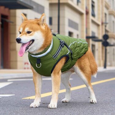 Зимовий одяг для собак, водонепроникний, з регульованою шлейкою, тепла куртка з флісу з світловідбиваючими смугами для великих та середніх собак, коричневий, розмір S