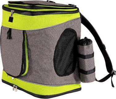 Сумка-рюкзак для кота Lionto, сіро-зелений, 34x30x42 см, водонепроникна, з кишенею для пляшки та подушкою, до 10 кг