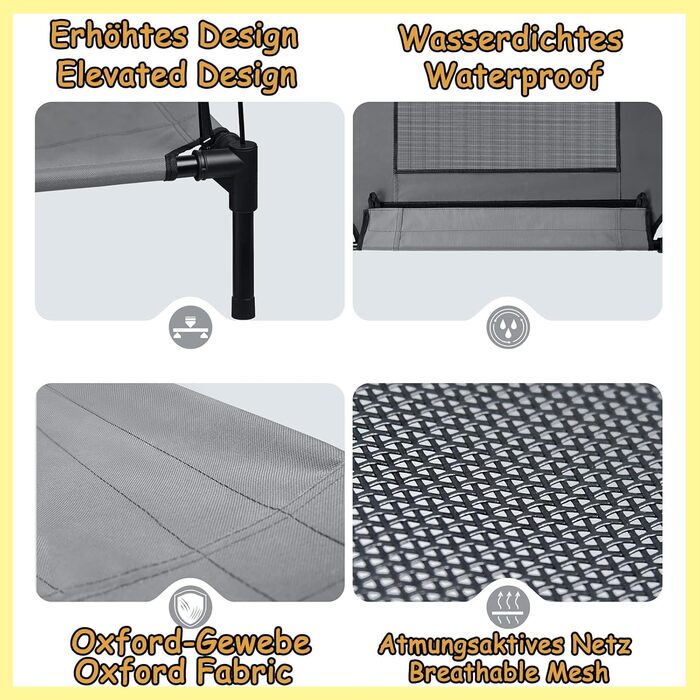 Крісло-ліжко для собак з балдахіном, лежанка для котів та собак, вуличне/домашнє, 76x61x76 см (M) / 122x92x102 см (XL)