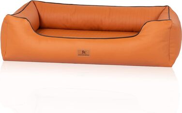 Ортопедичне собаче ліжко Knuffelwuff Lovelock M-L з штучної шкіри, 85 x 63 см, Rusty. Знімний чохол, легко мити, для великих, середніх та малих собак. Розміри: 85 x 63 x 23 см