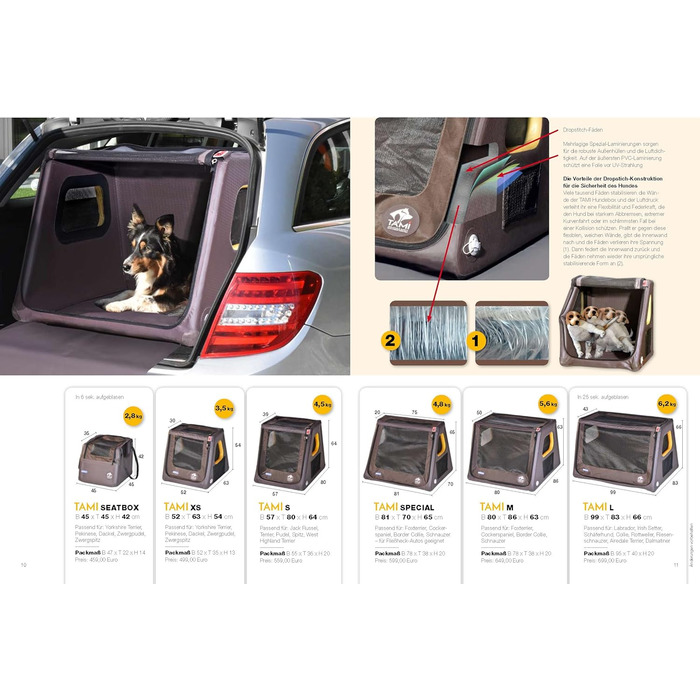 Транспортна переноска для собак Tami: переноска-автабокс, клітка для собак, переноска для подорожей, автотранспорт, з біо-печивом Dog-Vita
