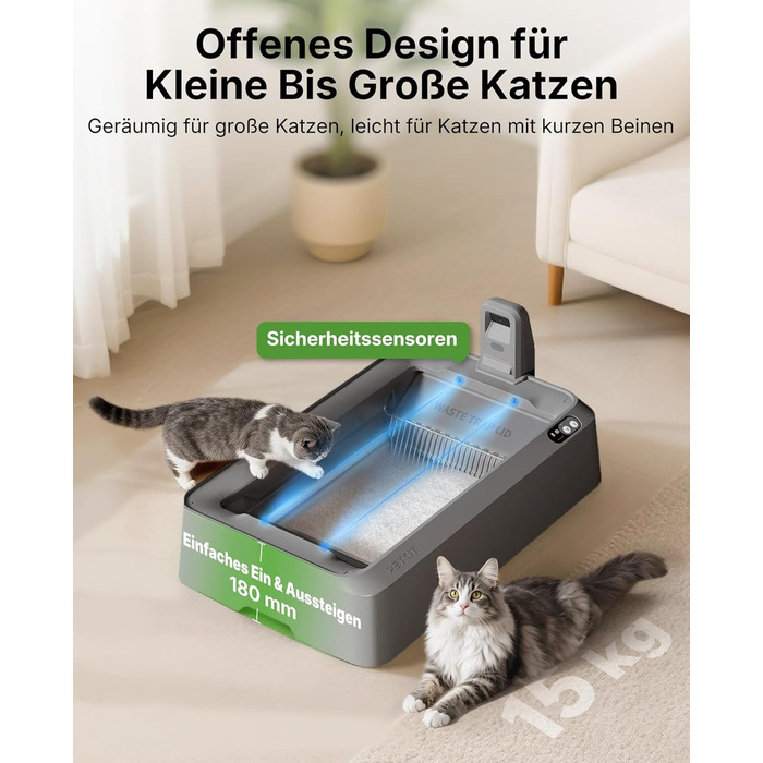 Автоматичний котячий туалет PETKIT Purobot Crystal Duo з камерою, моніторингом здоров'я, контролем запаху, сірий колір T7