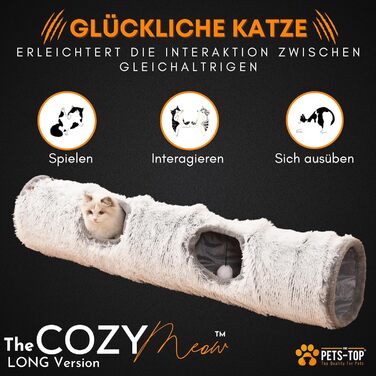 Туннель для котів XXL PETS-TOP – великий тунель для котів – шуршачий тунель – інтерактивна іграшка для котів – з м'якого плюшу