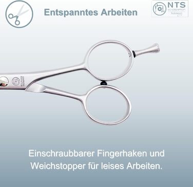 Ножиці для собак та домашніх тварин ROSTFREI, матові сатинові • Ножиці для моделювання шерсті (зубці з обох сторін) та фінішні ножиці, 1 шт.