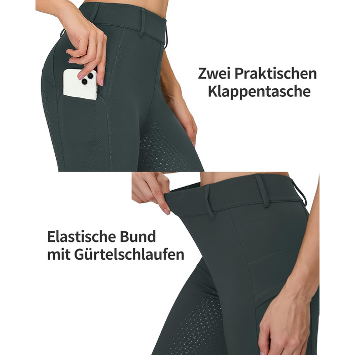 Легінси для верхової їзди жіночі зимові, повний камуфляж, термо, з флісовою підкладкою, водонепроникні, з кишенею для телефону, з петлями для ременя, сірі, розмір L