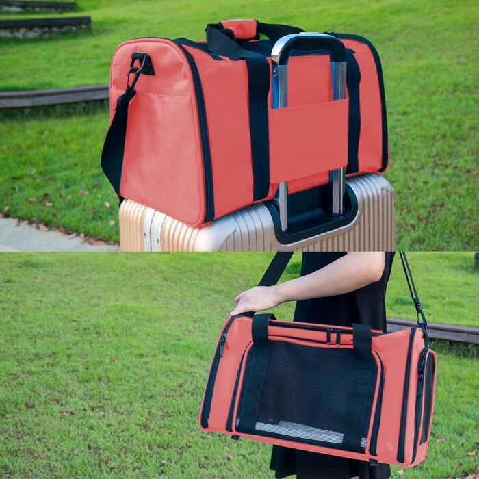 Транспортна переноска для котів та собак, складна, розмір M, Magenta