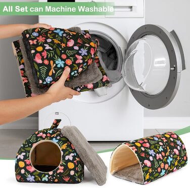 Будиночок та тунель для морських свинок Hedgeink – затишний дім та іграшки для кроликів, морських свинок, хоряків та інших дрібних тварин (зелений метелик та квіти)